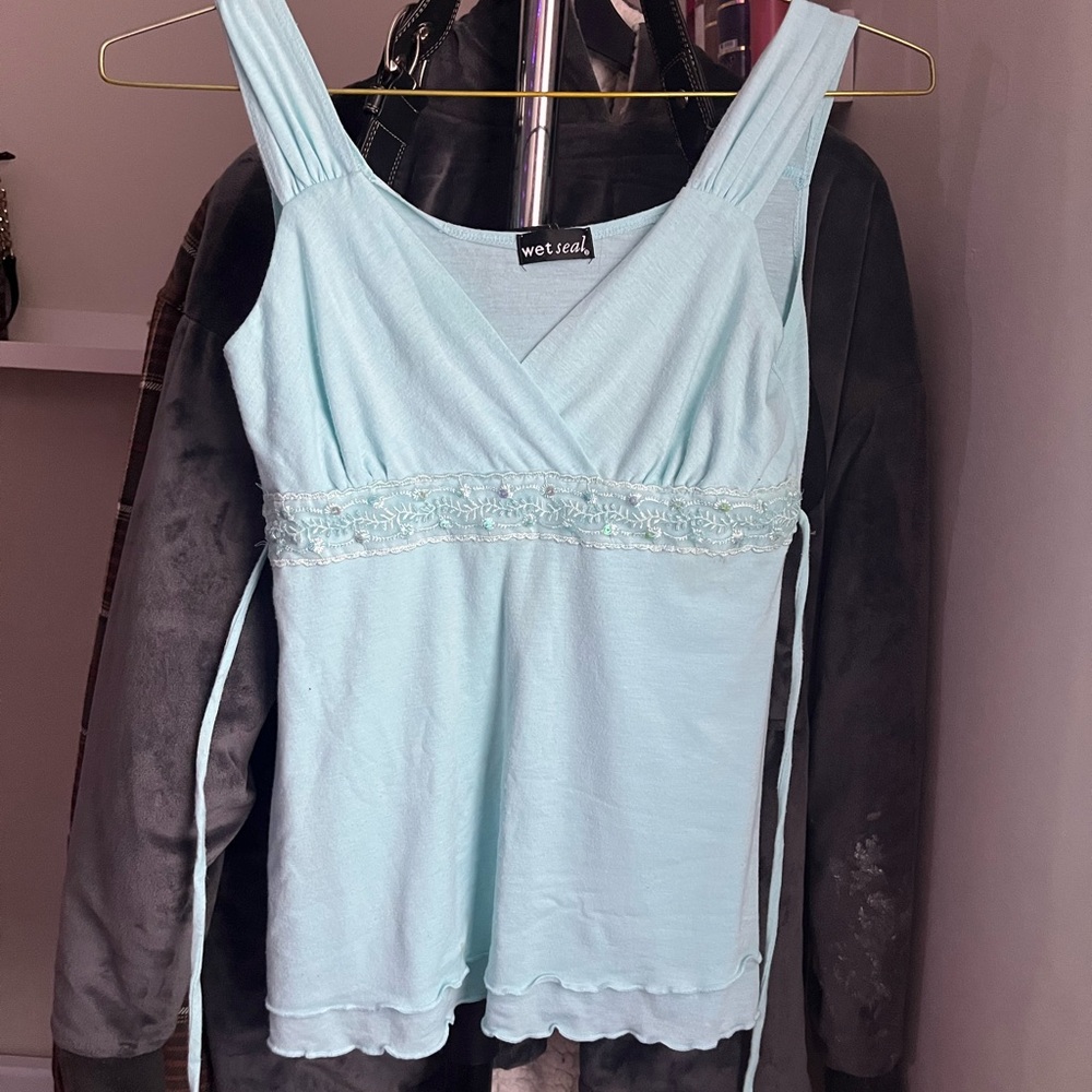 Wet Seal Green Sleeveless Wrap Camisole